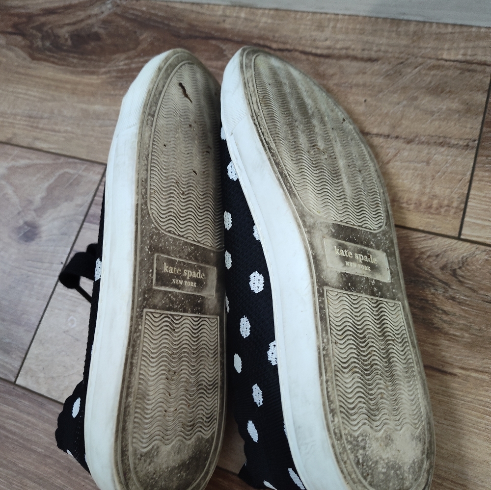 kate spade Black and White Polka Dot Lace-Up Sneakers - Picture 7 of 9